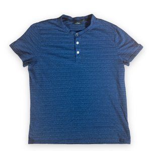 Marc Anthony t Shirt stripe all over blue button short sleeve tee